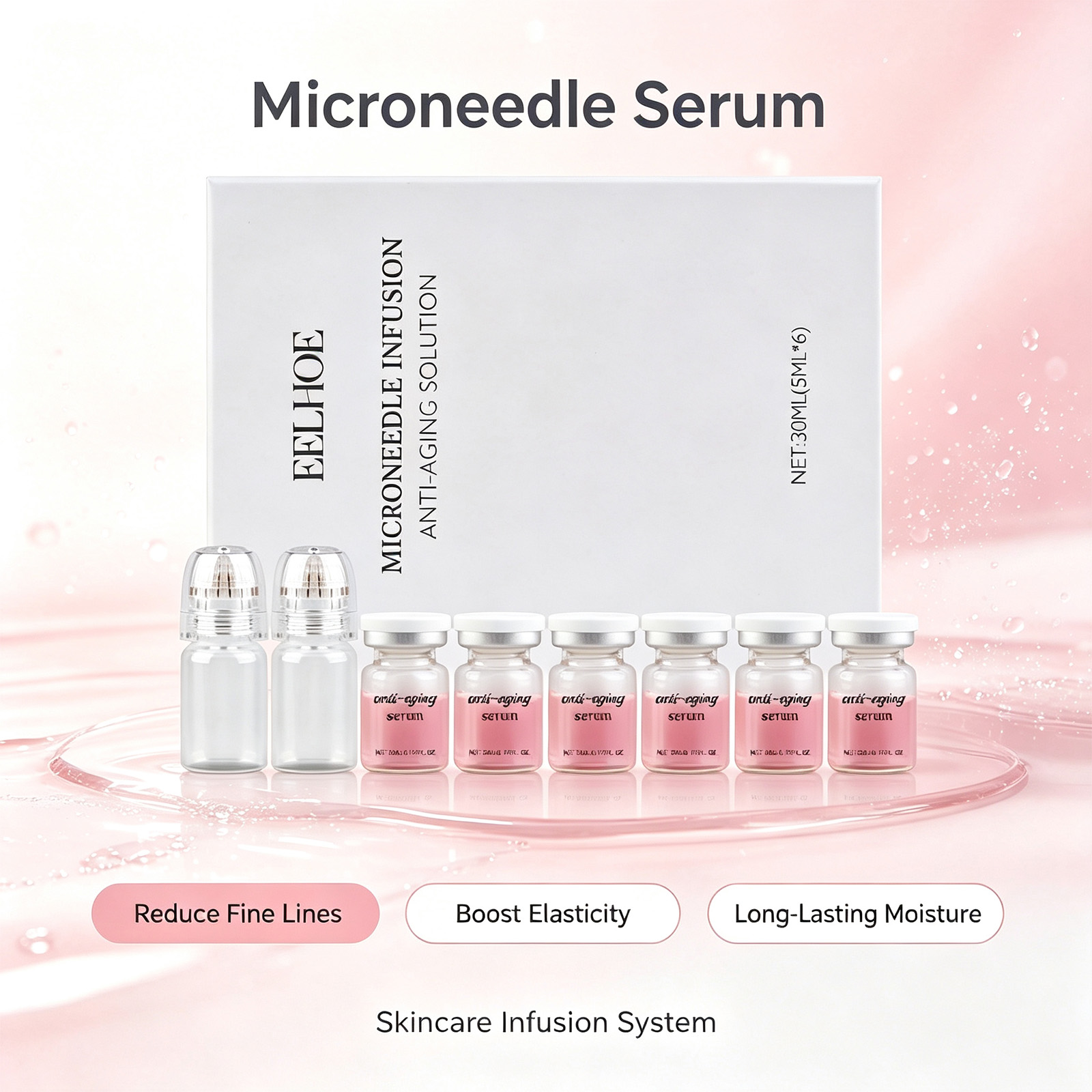 Hyaluronic Acid Facial Serum - Paket Serum Jarum Mikro 0,2 mm,